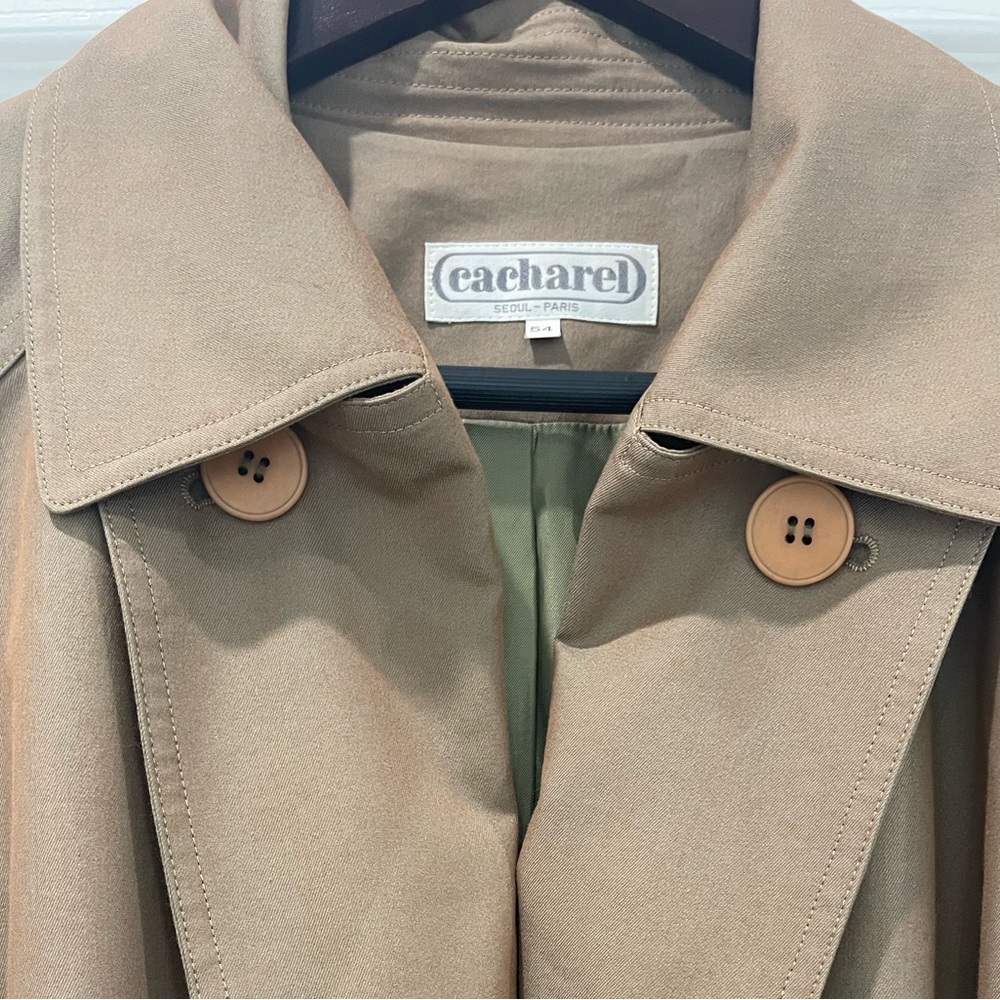Cacharel Vintage Men’s Trench Coat Size  XL Beige Belted Overcoat - Picture 4 of 6